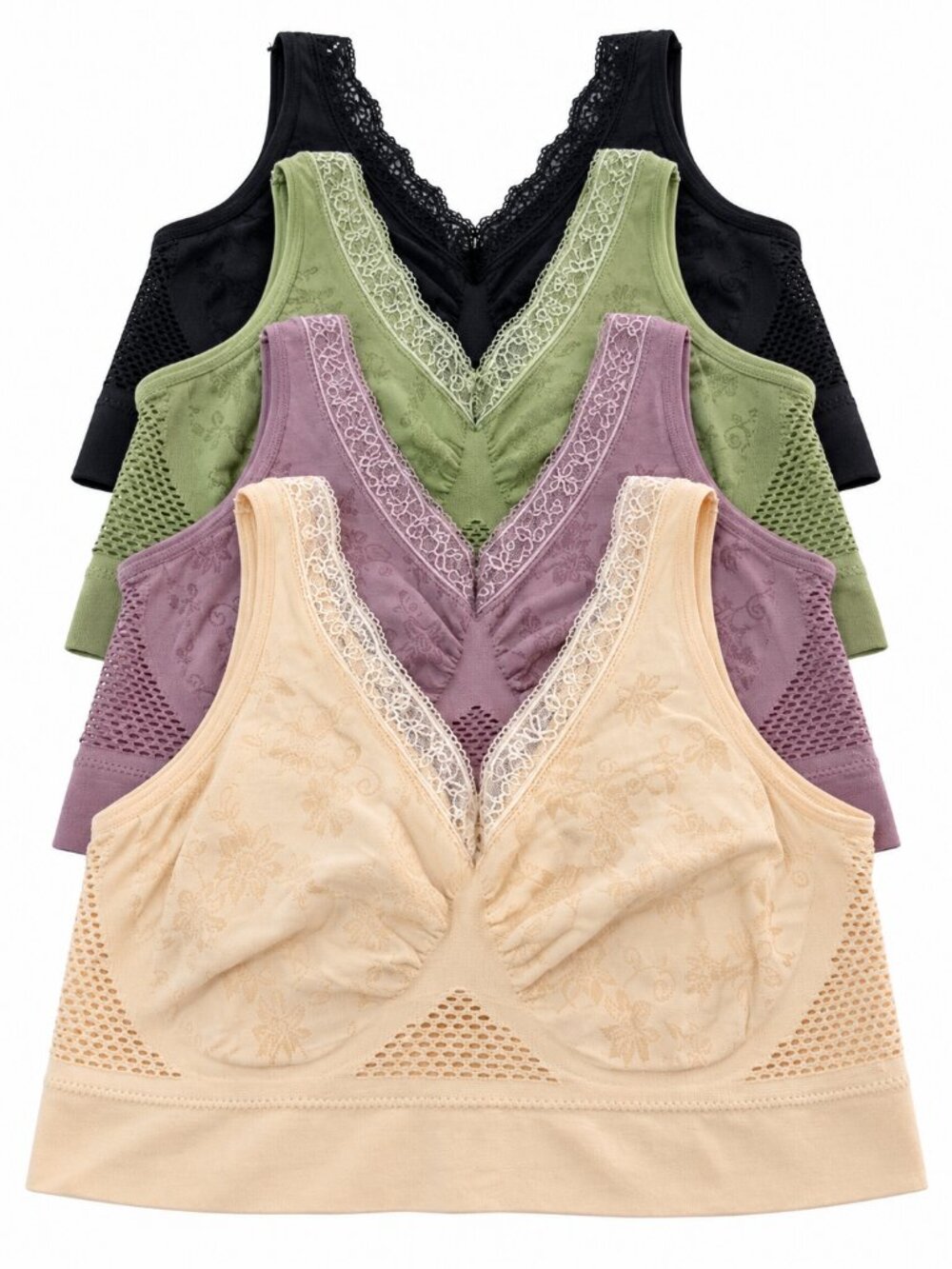 Women’s Wireless Lace Bralette Comfort Bra 3XL Plus Size 4 Pack